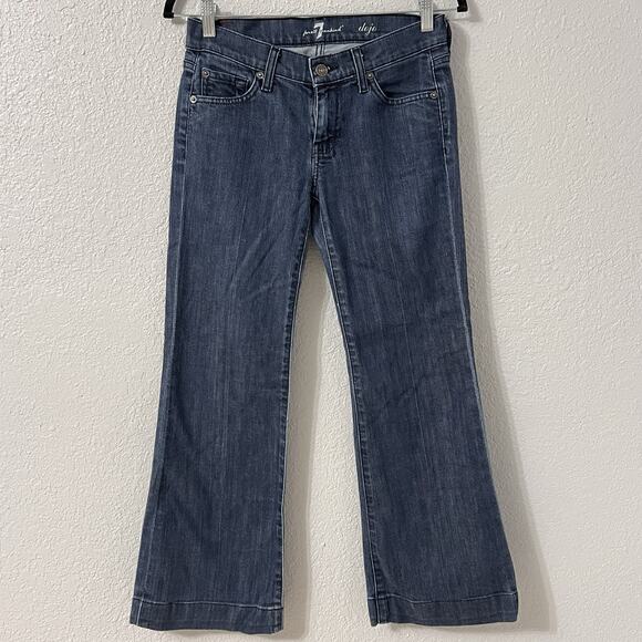 Seven For All Mankind Dojo Jeans 26x27 Low Rise Flare Dark Wash Rhinestones - Picture 1 of 8